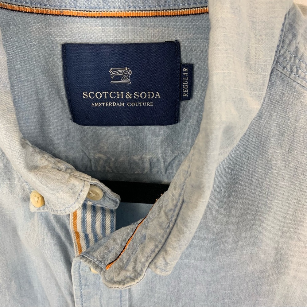 Scotch & Soda Denim Shirt Light Wash Button Up Long Sleeve Men's M Cotton Casual - Picture 8 of 9